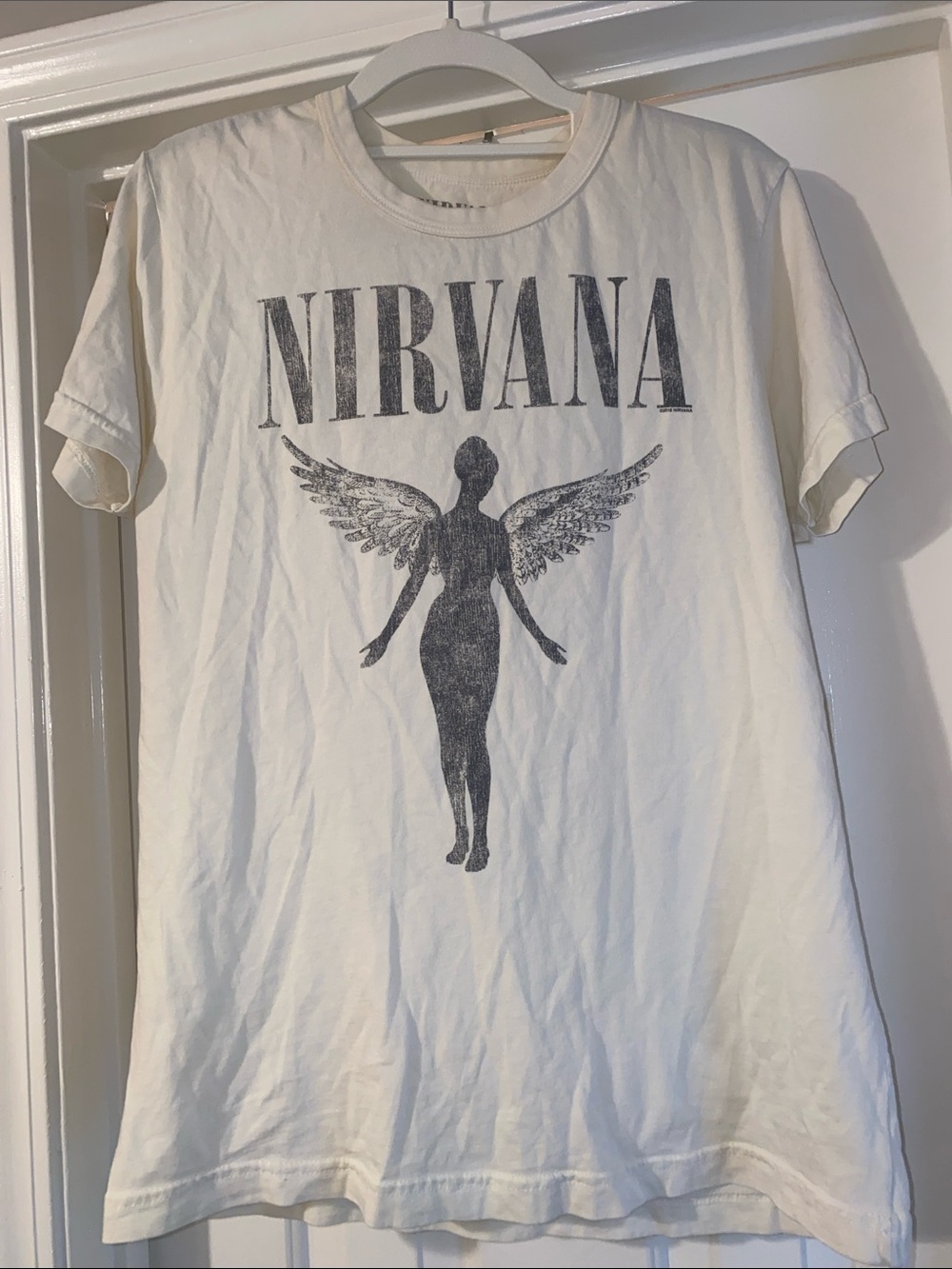 Free People White Nirvana Angel Graphic Tee